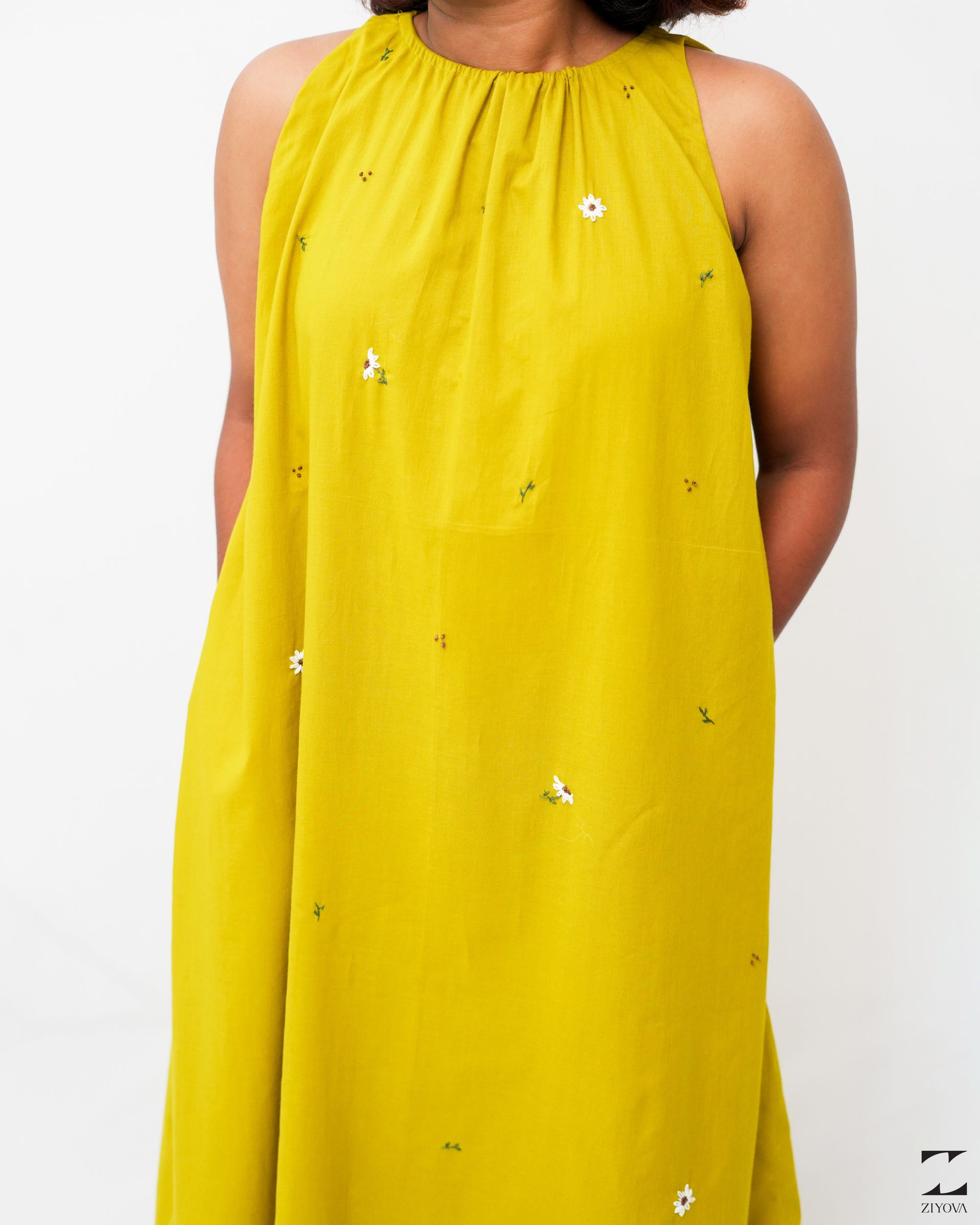 Yellow embroidery dress