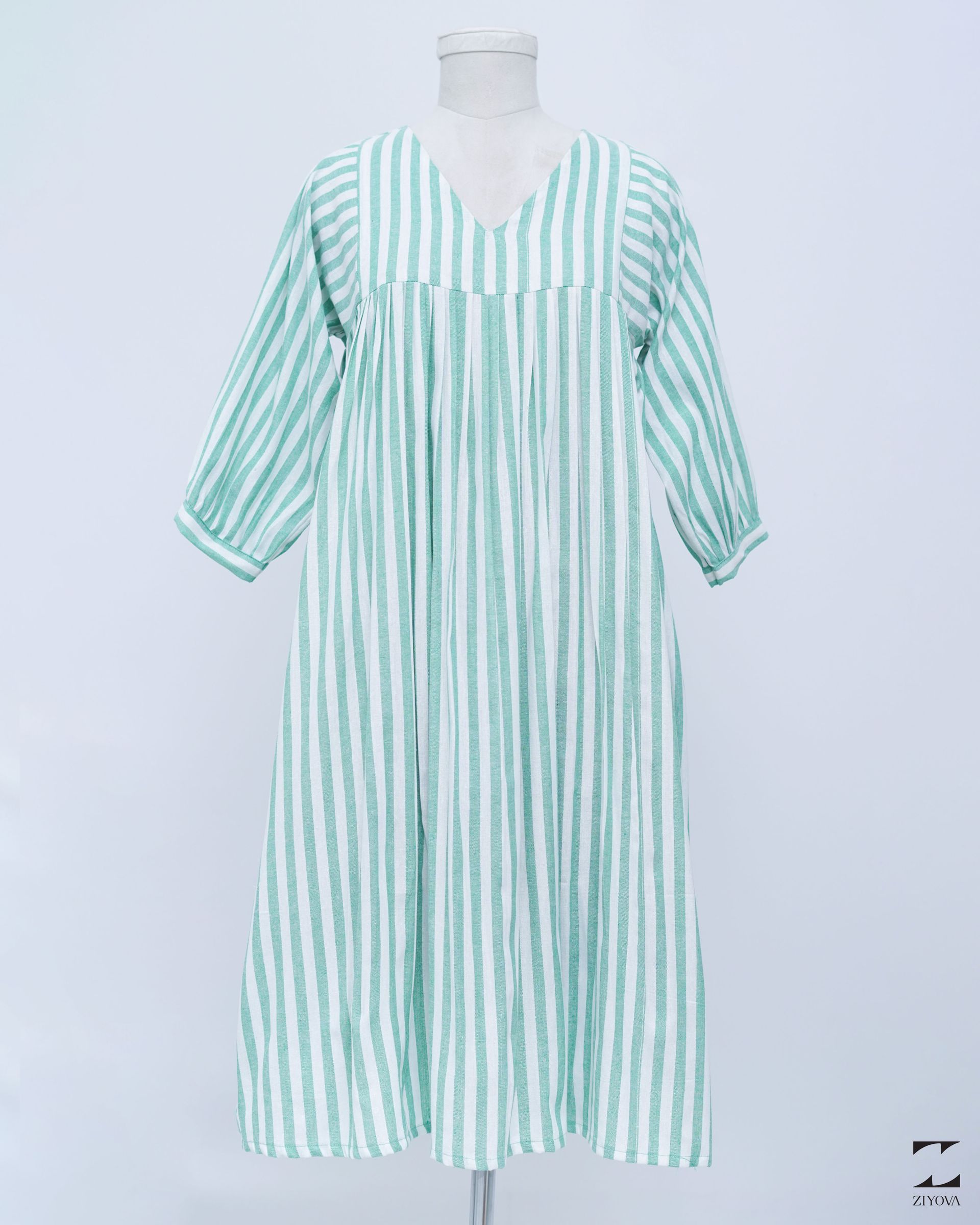 Teal blue strip dress